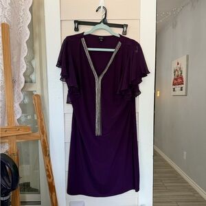MSK Purple Midi Dress with Silver Accents